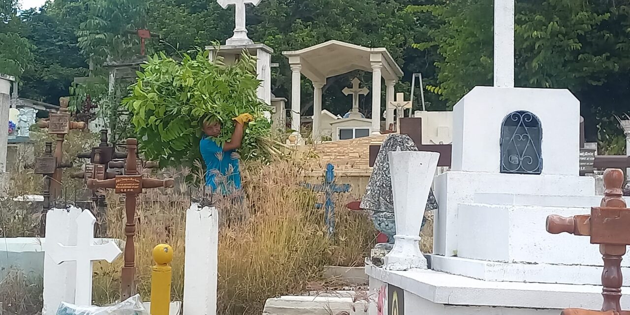 Realizan limpieza en el panteón de la colonia Mirador en Cerro Azul