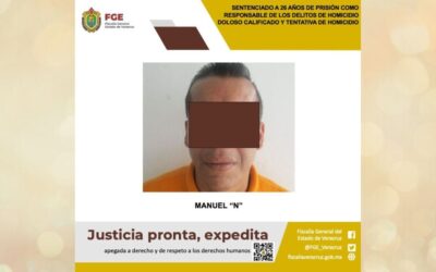 Papantla: 26 años de Prisión por el delito de homicidio doloso calificado y tentativa de homicidio