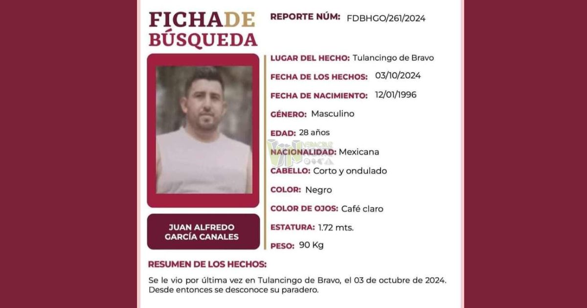 Familiares buscan a ‘tulancinguense’ desaparecido en la zona de Álamo