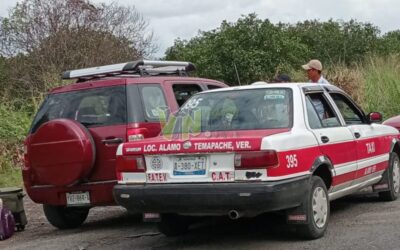 Choque en la carretera Álamo-Ixhuatlán de Madero deja sólo daños materiales