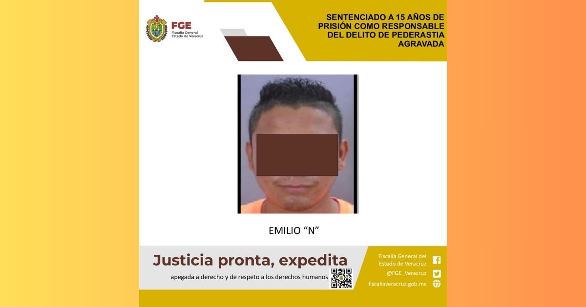 Tempoal: Sentenciado a 15 años de prisión como responsable del delito de pederastia agravada