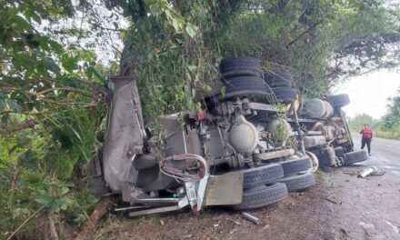 Vuelca revolvedora sobre la carretera Chote-Tajín