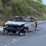 Incendio vehicular sobre la Carretera Federal Tuxpan-Tampico