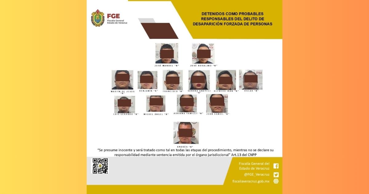 En megaoperativo, caen 13 policías estatales de Veracruz por desaparición forzada