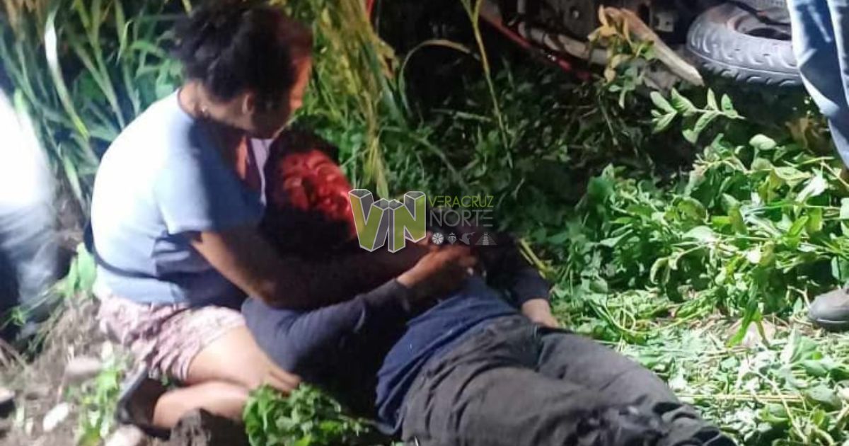 Motociclista resulta lesionado sobre la carretera Álamo-Ixhuatlán de Madero