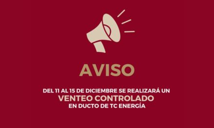 Tuxpan: ¡No se alarme! Del 11 al 15 de diciembre se realizará un venteo controlado en ducto de TC Energía