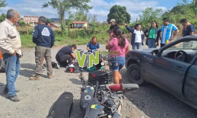 Motociclista lesionado tras choque en Potrero del Llano
