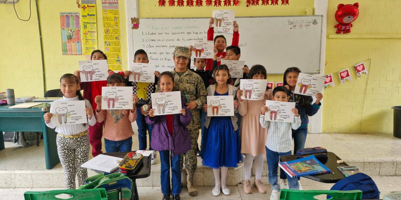 Ejército Mexicano promueve la salud bucal en los niños de Cerro Azul