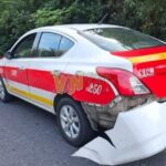 Álamo: Autobús y taxi colisionan en la carretera Tuxpan-Tampico; solo daños materiales