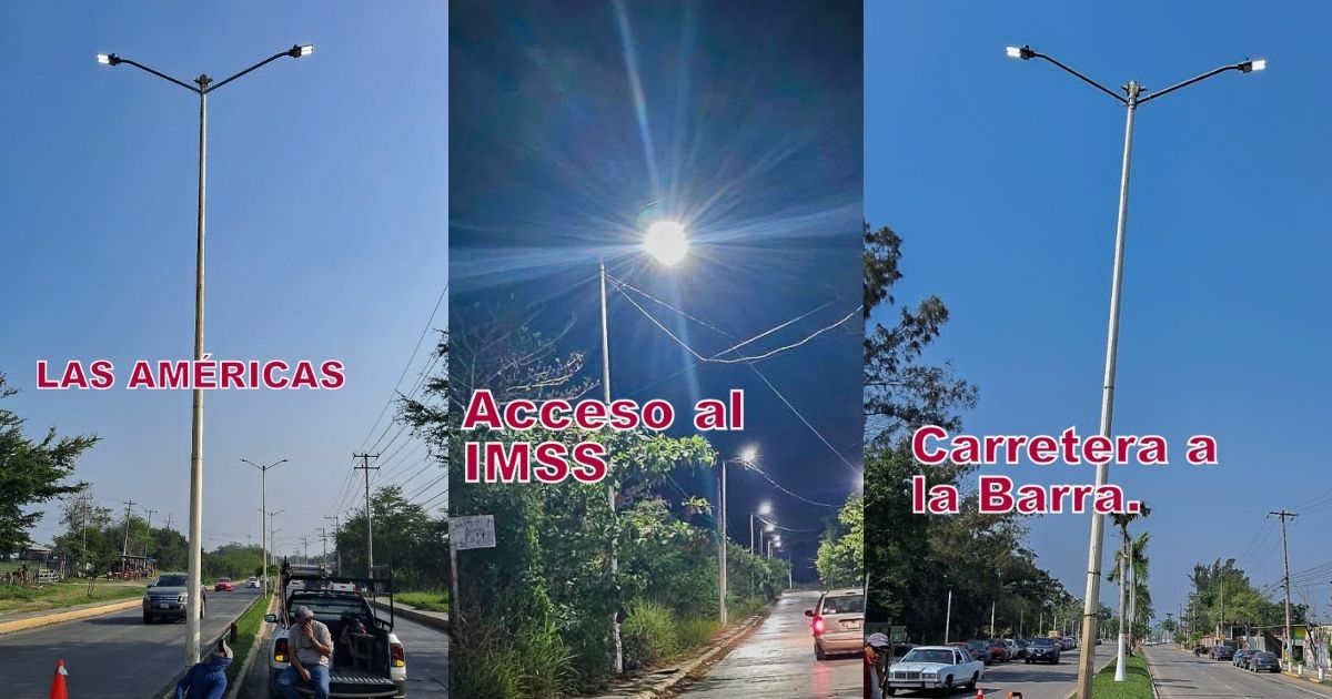 Tuxpan: Cuadrillas dan mantenimiento y reactivan luminarias del alumbrado público