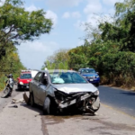 Joven de 18 años vuelca su automóvil sobre  el tramo carretero Álamo-Potrero del Llano