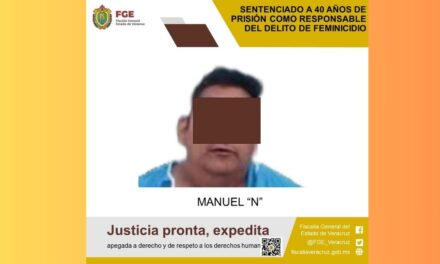 Sentenciado a 40 años de prisión por feminicidio en Papantla