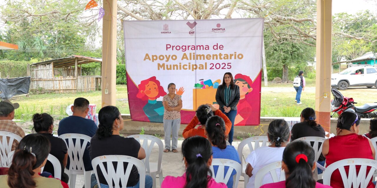 Chontla: Entregan despensas del Programa Alimentario Municipal en La Florida