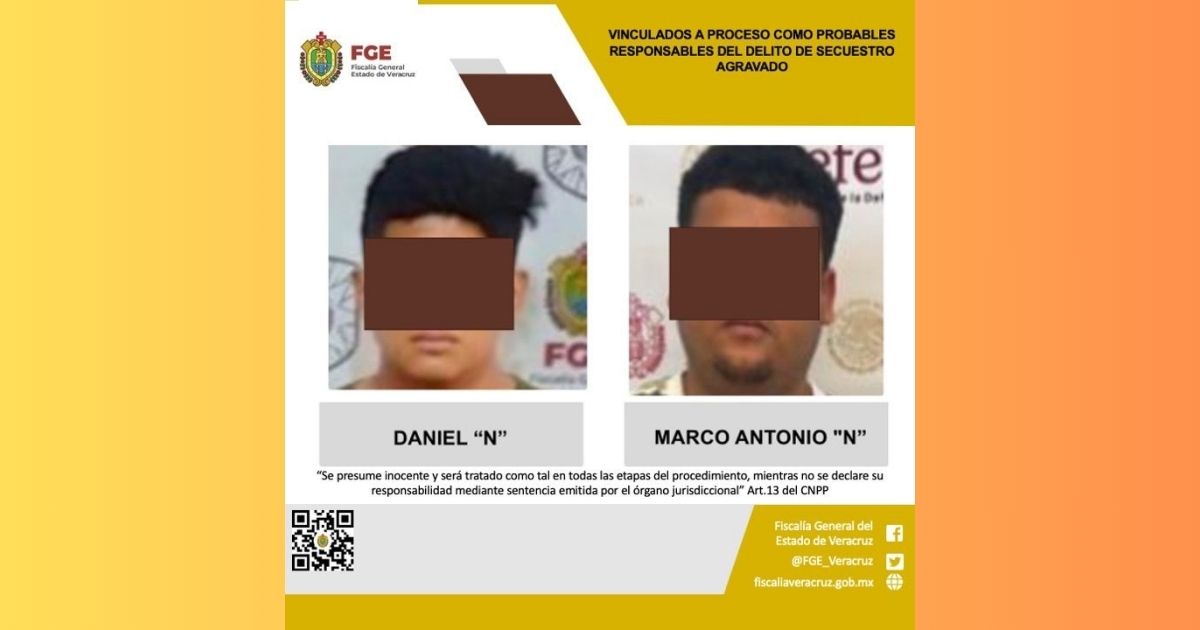 Daniel “N” y Marco Antonio «N” vinculados por el delito de secuestro en Papantla
