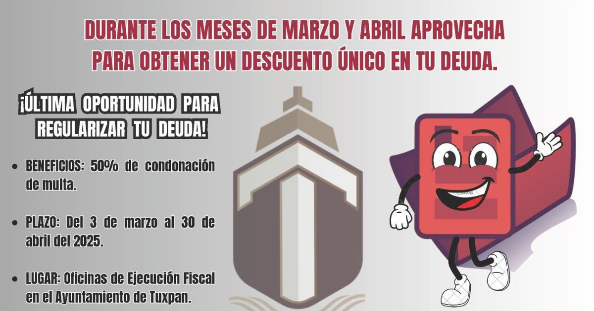 Gobierno de Tuxpan ofrece descuento en adeudo predial de años anteriores