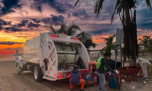 Operativo permanente de Limpia Pública para mantener limpias las playas de Tuxpan, sin descuidar la zona urbana