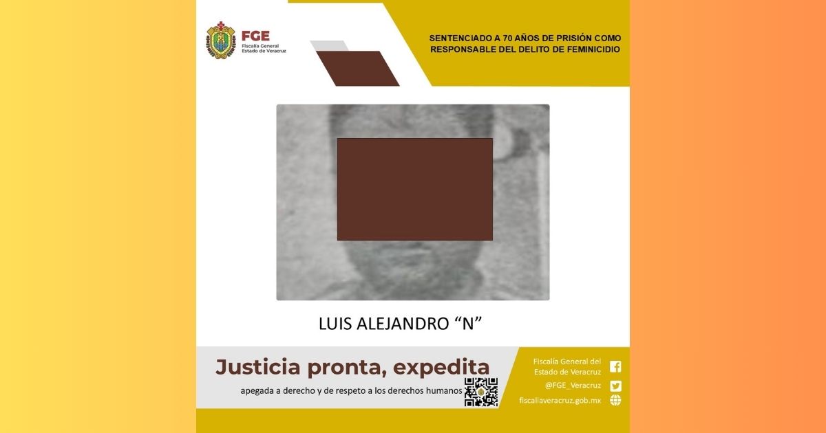 70 años de prisión por el delito de feminicidio en Poza Rica