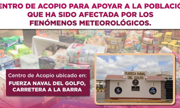 Tuxpan: Fuerza Naval del Golfo invita a la ciudadanía a donar víveres para los damnificados por el huracán Erick