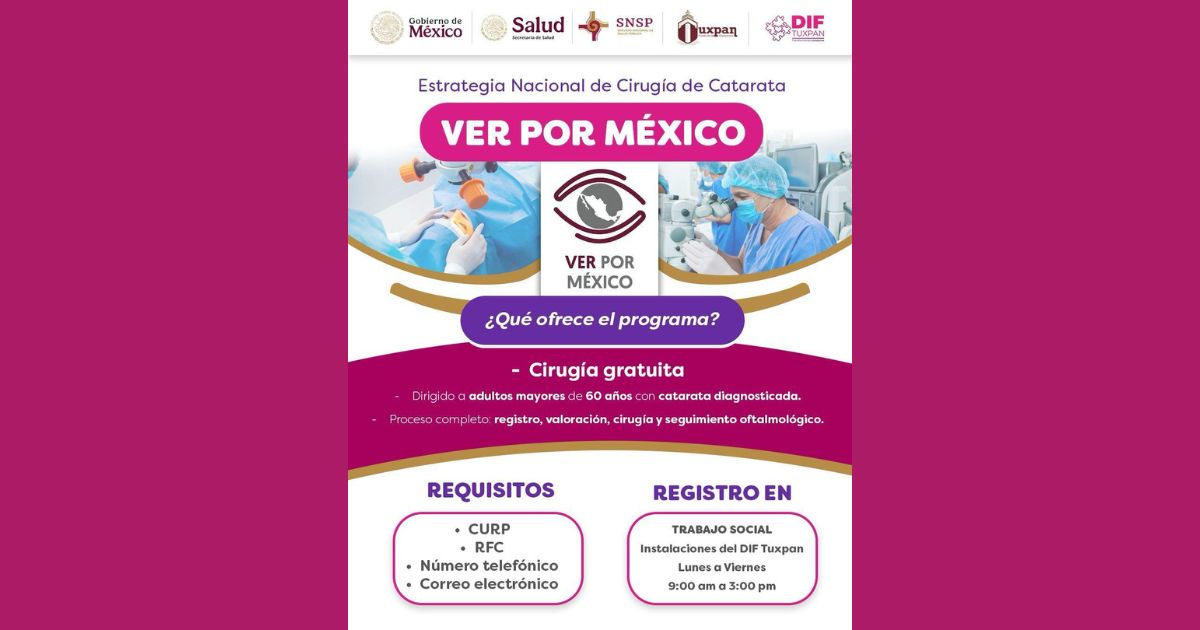 DIF Tuxpan se suma a la Estrategia Nacional de Cirugías Gratuitas de Catarata