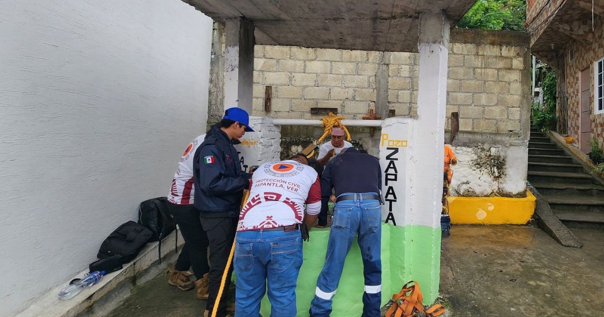 Hombre ebrio es rescatado de un pozo en Papantla