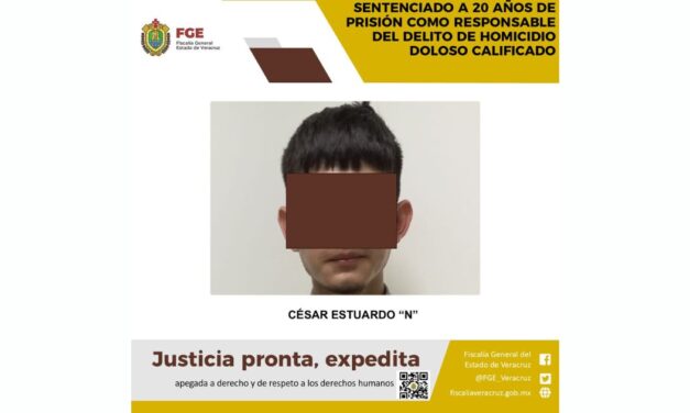 20 años de prisión por el delito de homicidio doloso en Poza Rica