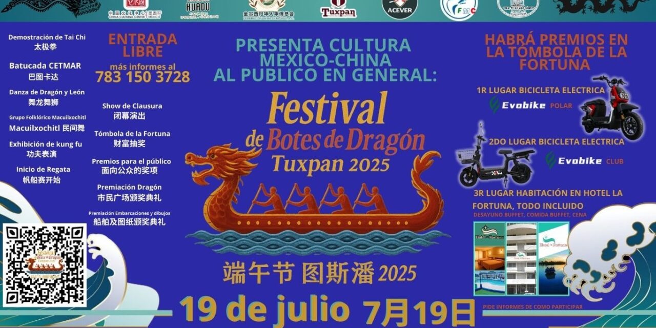 Mañana , inicia el “Festival de Botes de Dragón Tuxpan 2025” en la Plaza Cívica