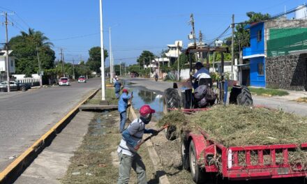Tuxpan: Se realiza la limpieza, saneamiento y desazolve de la avenida Cuauhtémoc