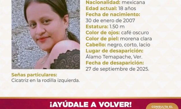 Alerta en Álamo: Buscan a joven desaparecida desde el pasado fin de semana