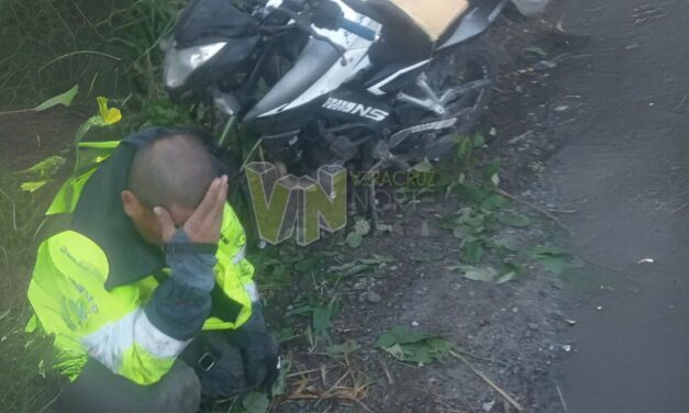 ¡Fue el cansancio!: Motociclista sufre un accidente en la carretera Álamo-Potrero del Llano