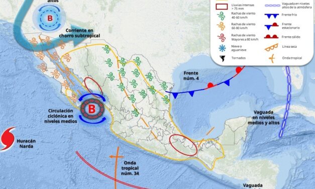 Tuxpan: Se pronostican lluvias este fin de semana debido al Frente Frío 4 y un canal de baja presión