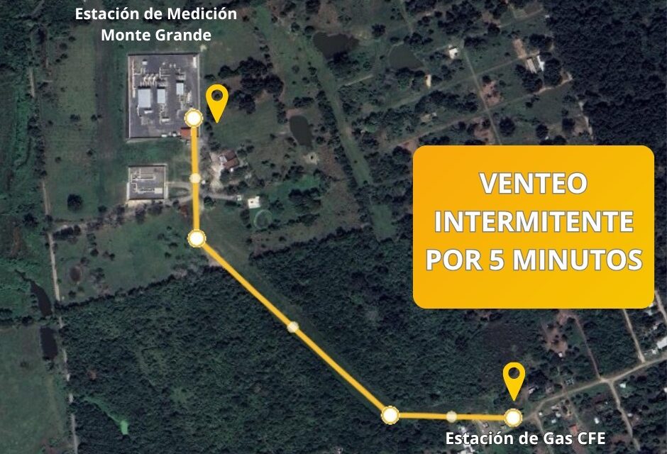 Se llevarán a cabo maniobras de barrido, venteo y carga de gas natural en el gasoducto de interconexión al proyecto CCC Tuxpan Fase Uno.