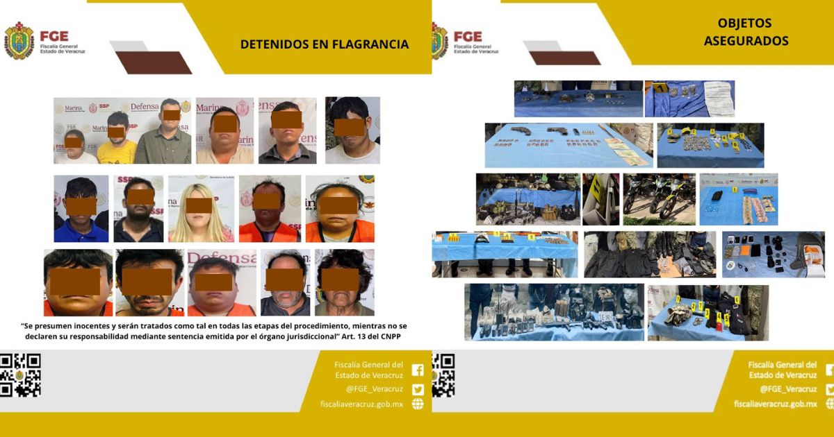 Fiscalía General del Estado detiene a 16 personas en cateos realizados en diversos municipios del Estado