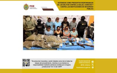 Cateo en Tihuatlán deja ocho detenidos y fuerte decomiso de droga, dinero y equipo