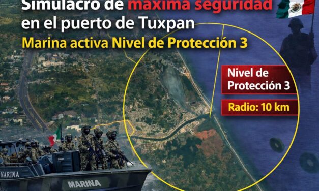 Simulacro de máxima seguridad en el puerto de Tuxpan: Marina activa Nivel de Protección 3