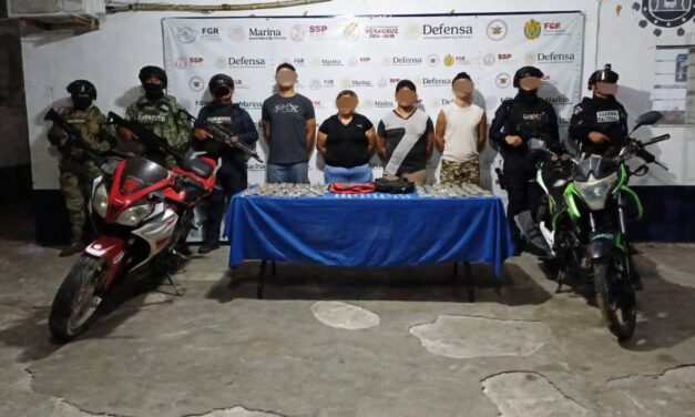 OPERATIVO DE SEGURIDAD EN PAPANTLA ARROJA SUS PRIMEROS RESULTADOS: CUATRO DETENIDOS Y DECOMISO DE NARCÓTICOS