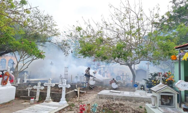 Tampico Alto: Intensifican fumigación en el Cementerio Municipal por festejos del 10 de mayo