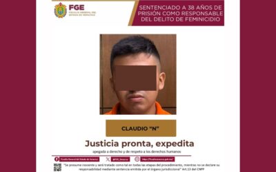 Condenan a 38 años de prisión a responsable de feminicidio en Papantla