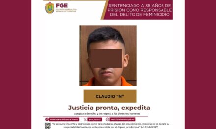 Condenan a 38 años de prisión a responsable de feminicidio en Papantla