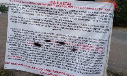 Aparecen mantas en Tempoal exigiendo la salida de «Paco Meraz»; lanzan fuertes acusaciones