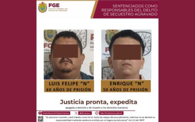 Responsables de secuestro agravado en Pánuco reciben condenas de 60 y 50 años de prisión