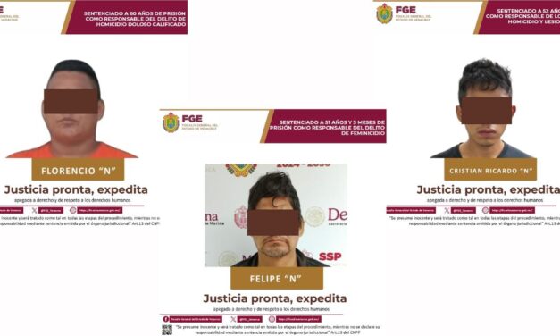 70 sentencias en una semana en Veracruz; destacan condenas de hasta 60, 52 y 51 años por homicidio, feminicidio y otros delitos