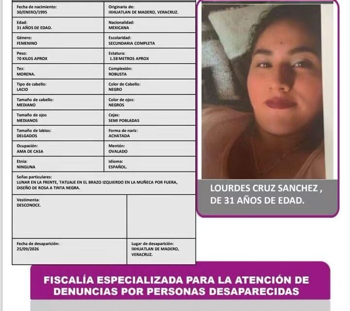 URGENTE: Buscan a madre y sus dos hijas desaparecidas en Ixhuatlán de Madero