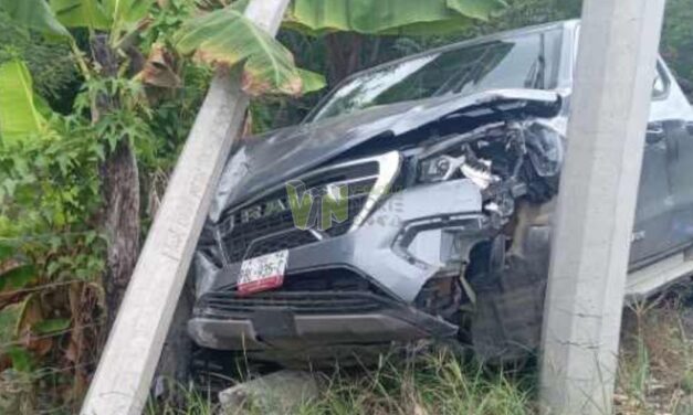 Camioneta del INPI colisiona contra postes en la Álamo–Llano Enmedio