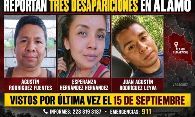 Buscan a dos hombres y una mujer desaparecidos en Álamo