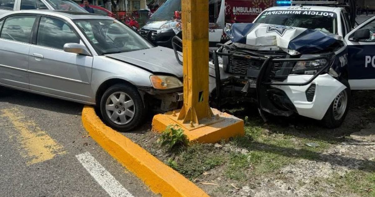 Colisión entre patrulla municipal y vehículo particular deja lesionados en Poza Rica